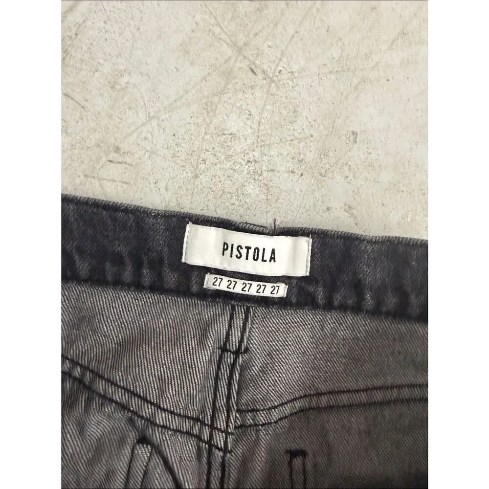 Distressed Black Denim Mini Skirt - PISTOLA - LIKE NEW - Jean Skirt - Size 27